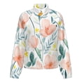 thumbnail image 5 of Jackets for Women Winter Coat Jackets Flannel Stand Collar Jacket(Peach Blossoms Watercolor Floral Art,Size:S-4XL), 5 of 7