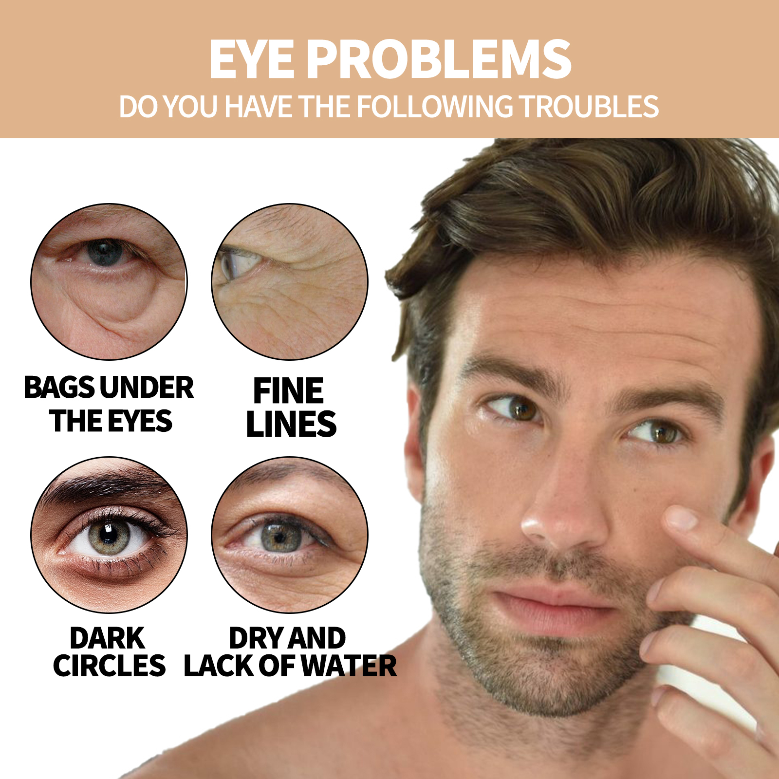 Alvantor Men’s Hydrating Eye Roller Cream with Hyaluronic Acid for Dark Circles, Puffiness, Fine Lines, 0.34 fl. oz