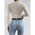 thumbnail image 6 of Women'S Waffle Knit Tops Long Sleeve Shirts Casual Slim Fitted Crew Neck Pullover Shirts  M, 6 of 7
