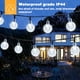 thumbnail image 3 of Cadena de luz solar de 5 m, 20 bolas de bombilla LED, luces de vacaciones, luces decorativas de jardín para acampar al aire libre Zhivalor BST3046962-2, 3 of 6