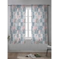 thumbnail image 4 of Blue Pink Botanical Curtains 72 Inch Length, Sheer Curtains for Bedroom Living Room Window Spring Floral Vintage Rod Pocket Voile Drapes Kitchen Curtains Small Half Window 52"x72" 2 Panels, 4 of 6