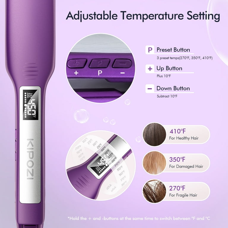 KIPOZI Negative Ion Flat Iron, Anti-Static Hair Straightener with