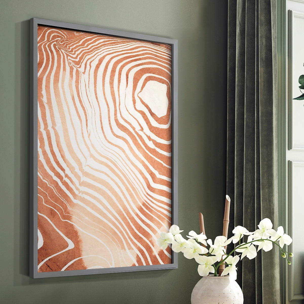 Wood Grain Suminagashi II Framed Print - Solid Wood in Single Picture Frame Solid Wood 2 Framed Print