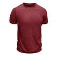 thumbnail image 3 of Jinhomg Vintage Mens T Shirts Dressy Casual Solid Color Waffle Tees Lightweight Comfy Short Sleeve Crew Neck Pullover 2025 Spring Summer Tops Wine XXL, 3 of 7