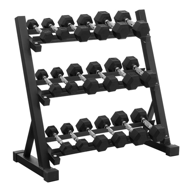 Rack para Mancuernas Altera 18 a 24 Pares Estante de Pesas Hexagonales 3 niveles