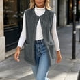 thumbnail image 4 of Women's Vest Fleece Loose Fit Hoodless Sleeveless Casual Vest with Pockets for Layering & Daily Wear, 4 of 8