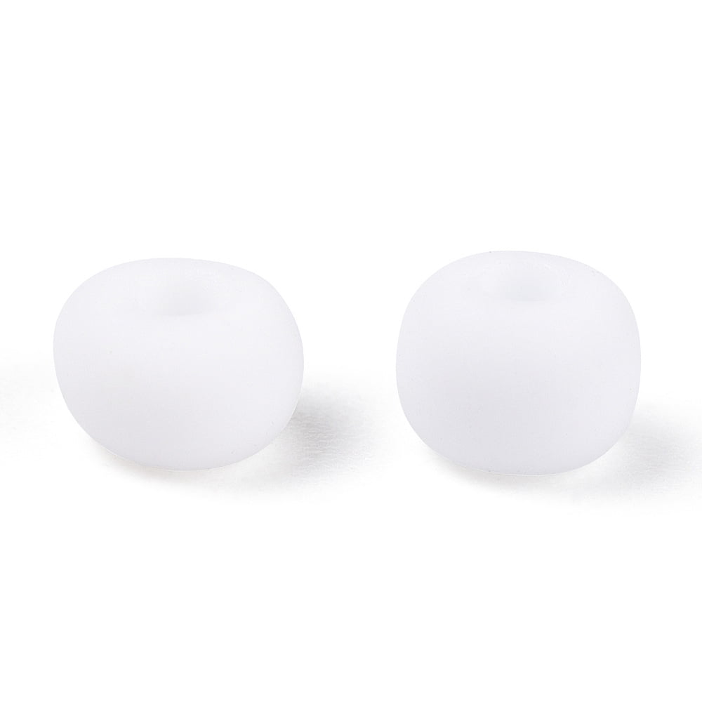 Frosted Opaque Glass Seed Beads Round White 4~5x2.5~5mm Hole: 1mm 4500pcs/bag 440~450g/bag