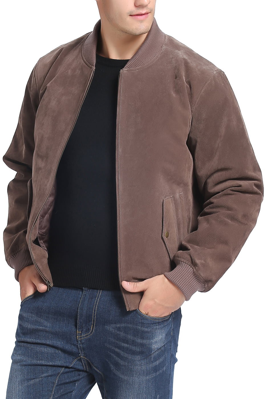 Regular and Big & Tall Sizes BGSD Mens Classic Suede Leather Bomber ...