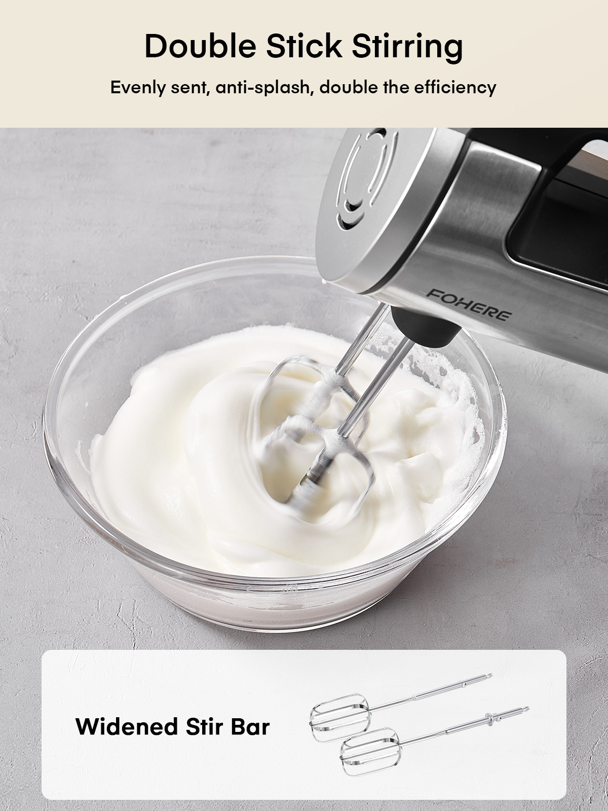 FOHERE Hand Mixer, 6-Speed, 300W photo 7