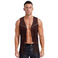 thumbnail image 1 of YONGHS Gilet Vintage en Faux Suède pour Hommes Sans Manches à Franges Rivets Hippie Khaki G, 1 of 5