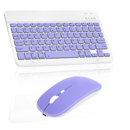 Rechargeable Bluetooth Keyboard and Mouse Combo Ultra Slim Full-Size Keyboard and Ergonomic Mouse for ?Hisense HS205 TV and All Bluetooth Enabled Mac/Tablet/iPad/PC/Laptop - Violet Purple