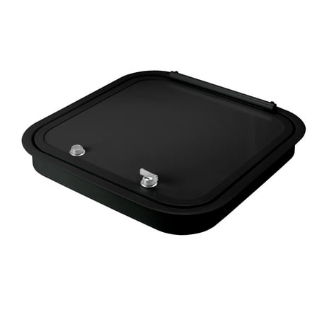 Leisure Coachworks RV Baggage Door 16" Wide X 16" High with Rounded Corners and Thumblocks for RV's- Compartment Access Storage Doors with Top Hinge- Camper Trailer Motor Home- Black