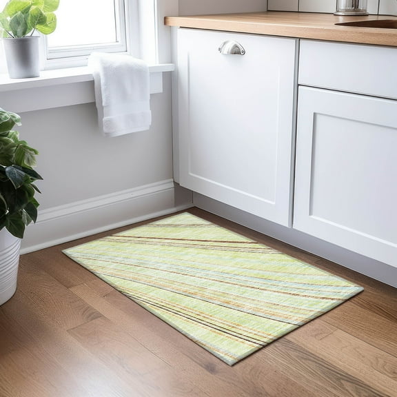Addison Rugs Chantille Indoor/Outdoor Transitional Stripes Aloe Washable Rectangle Rug, 1'8" x 2'6"