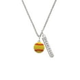 thumbnail image 2 of Delight Jewelry Silvertone Large Optic Yellow Softball Silvertone Fearless Bar Charm Necklace, 23", 2 of 4