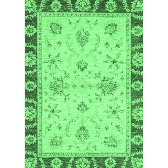 Ahgly Company Indoor Rectangle Abstract Emerald Green Modern Area Rugs, 3' x 5'