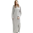thumbnail image 1 of Choosebetter Womens Zip Up Robe Sweatshirt Robe Long Hooded Robe Floor Length Bathrobe Long Sleeve House Coat Lounger with Pockets, 1 of 5