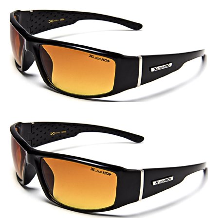 2 PACK HD Black Anti-Glare Driving Cycling Fishing Outdoor Activities Wrap Around Sports Sunglasses by X-Loop Free Shipping