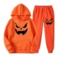 thumbnail image 4 of Womens Pajama Sets for Women 2 Piece Long Sleeve Top And Wide Leg Pants Solid Color Soft Comfy Loungewear Suitset,Orange,L, 4 of 4