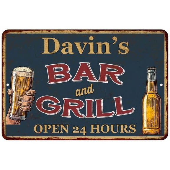 Davin's Green Bar and Grill Metal Sign 8 x 12 Matte Finish Metal 108120044341