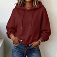 thumbnail image 5 of HAiming Womens Hoodies Long Sleeve Drawstring Solid Color Casual Trendy Sweatshirts Fall Winter Going out Blouses, 5 of 7
