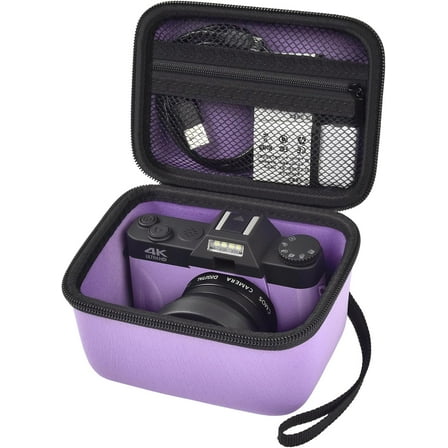Vlogging Camera Case for TEBNGIHNM 4K Digital Cameras, Vlog Camera Carrying Storage for Lens and Other Accessories - Purple (Box Only)