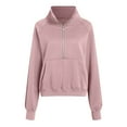 thumbnail image 4 of larppty Womens Sweatshirts Half Zip Cropped Pullover Fleece Quarter Zipper Hoodies 2078 Fall Fashion Outfits Clothes (Light Purple, M), 4 of 6