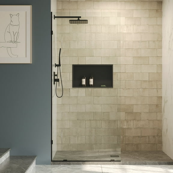 DV-1SD0220B Single Fixed Glass Panel For Shower 36"×78", Thick Frameless Tempered Safety Glass Shower Screen