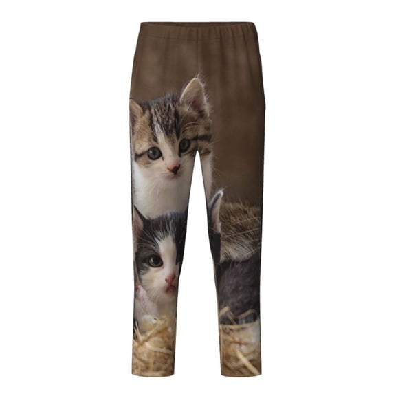 Xecao Cat Family Print Teenagers' Pajama Pants Long Sleep Pants Soft Elastic Waist Pajama Bottoms Elastic waist with 2 Pockets 5-16 Years-XS(5-6)