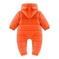 thumbnail image 4 of Zwiiyzr 2024 Baby Infant Long Sleeve Onesie Boy Girl Fluffy Jumpsuit Hooded Fleece Rompers Solid Color Cute Thick Keep Warm Bear Ear Outfits Holiday Birthday Gift Orange, 4 of 4