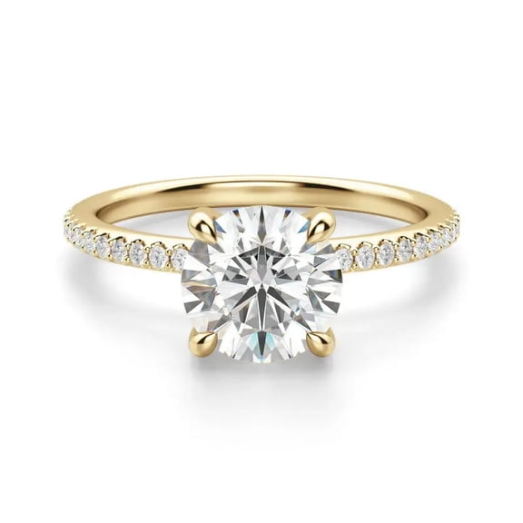 Certified 1 Carat Round Cut Solitaire Diamond Engagement Ring in 10K Yellow Gold | Anniversary Wedding Gift