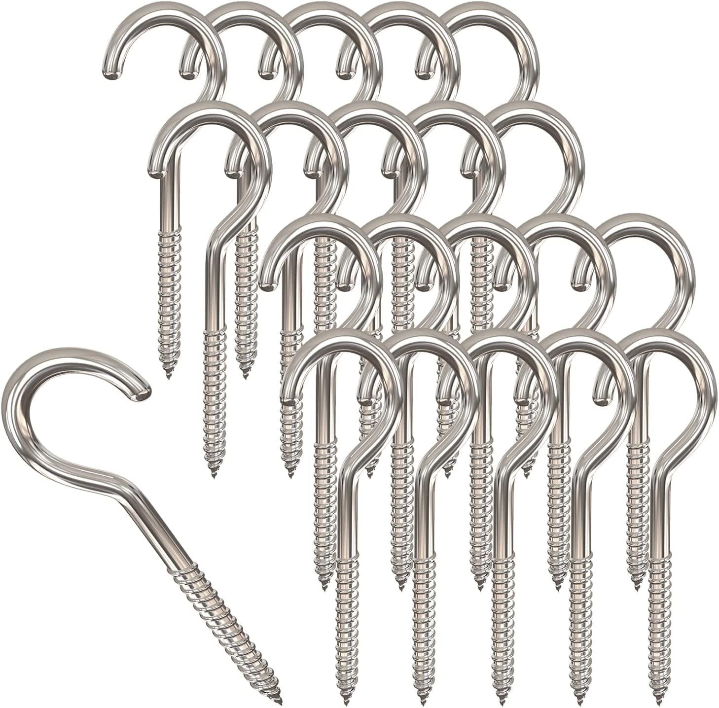 2 Inch Metal Cup Hook Round End Screw Hook Self Tapping Screw Hook Silver  50Pcs 