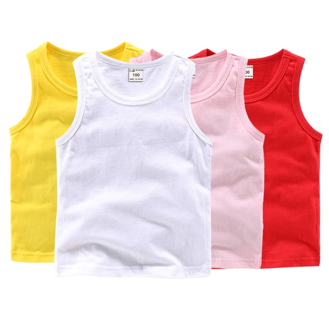 KYAIGUO Débardeur Sans Manches pour Enfants Filles Garçons Classique Doux Uni Col Rond Ample 9M-10T