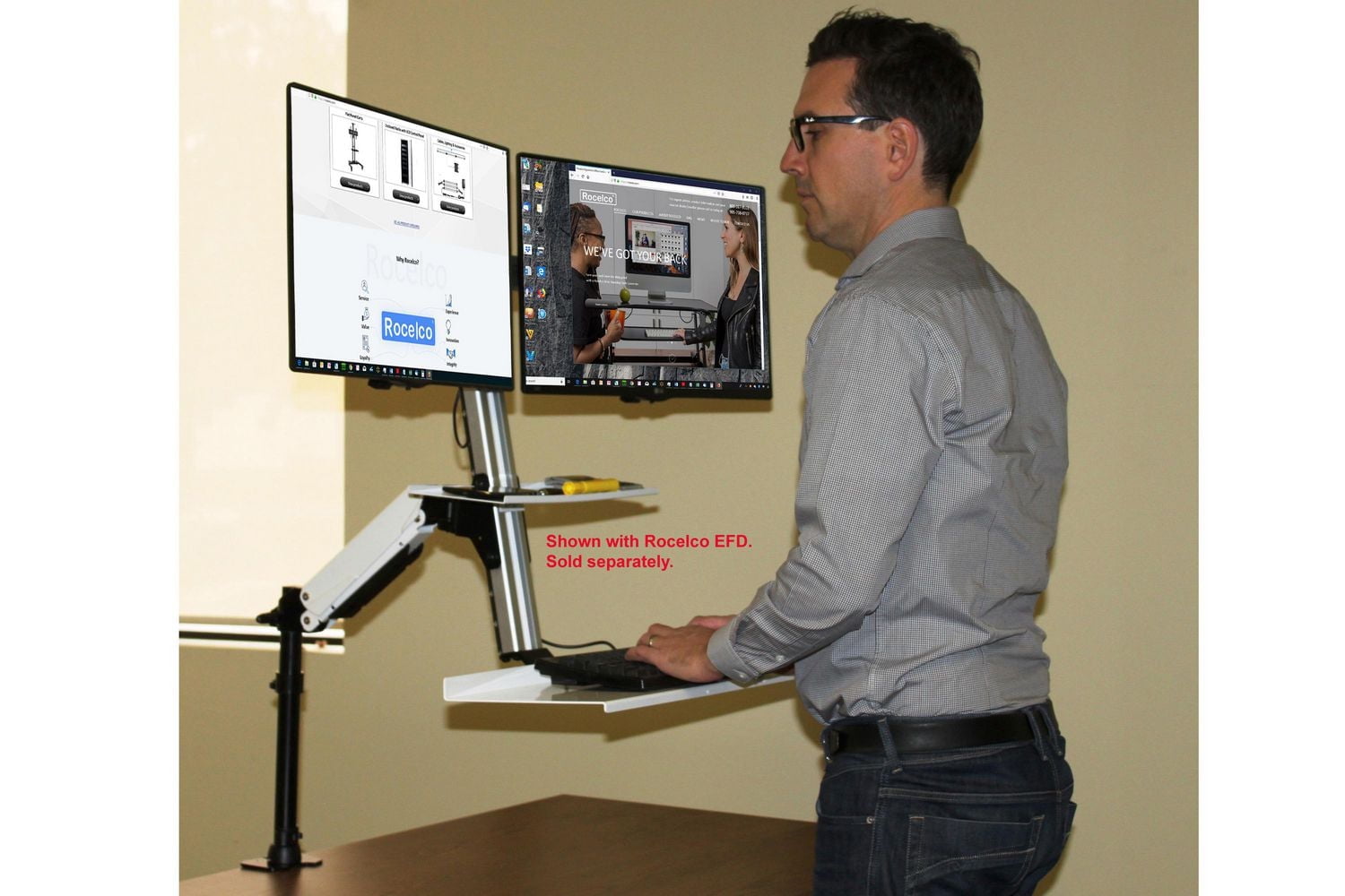 Rocelco Dual Monitor Arm for EFD (Silver)