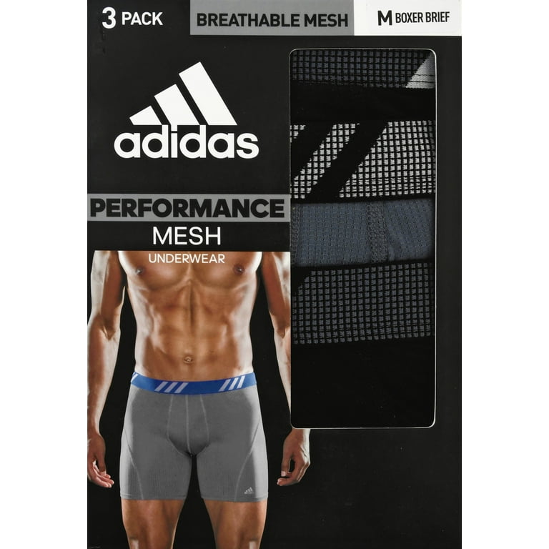 Adidas Men's Sport Mesh Boxer Brief Underwear (3-Pack) Black/Onix/Black (M)