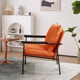 thumbnail image 2 of MERITLIFE Modern Accent Chair,Linen Fabric Armchairs with Metal Frame,Solid Wood Armrest, Foam Upholstery and Cotton Cushion,Orange,Set of 2, 2 of 12