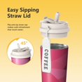 thumbnail image 3 of 18oz Travel Coffee Mug, 316 Stainless Steel Vacuum Insulated Tumbler with 2-in-1 Straw Lid & Strap, Abstract Geometric Print, 3 of 6