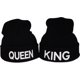 thumbnail image 1 of Regalo de Navidad para pareja King Queen Gorro de invierno tejido para él y ella, blanco y negro (blanco), negro (2 piezas), 1 of 5