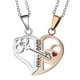 thumbnail image 5 of Collar de pareja en forma de corazón Collares Colgante Amante Pareja Aleación Fuerte dureza Collar de rompecabezas en forma de corazón para uso diario Oro, 5 of 10