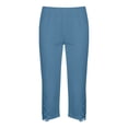 thumbnail image 4 of HomeDM Womens Capri Leggings High Waisted Lace Trim Bottom Light Blue Workout Athletic Running Yoga Pants Size M, 4 of 7