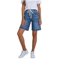 thumbnail image 5 of SZJXBUY Plus Size Jeans Shorts for Curvy Women Summer 2026 Elastic Waist Drawstring Shorts High Waisted Lounge Pants Black,L, 5 of 9