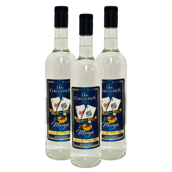 Tri Pack Licor Con Agave Dos Corazones Mango 1000 Ml Dos Corazones Licor con Agave