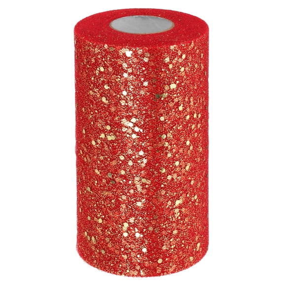 Uxcell 6 Inch by 50 Yards Tulle Fabric Rolls for DIY Tutu Skirts Crafts Wedding Party, Red-gold