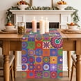 thumbnail image 2 of Table Runner 72 Inches Long for Kitchen Dining, Colorful Ethnic Dresser Scarf Farmhouse, Dining Table Decorations for Wedding/Parties, Modern Abstract National Geometric Purple 13 x 72 In, 2 of 8