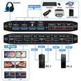 thumbnail image 2 of AUBEAMTO 4K 60Hz KVM Switch Matrix HDMI 2 Port Dual Monitor HDMI KVM Switch USB 3.0 KVM Switch Keyboard Mouse Switcher Box for 2 computer 2 monitor, 2 of 7