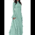 thumbnail image 3 of Vestidos Ajustados para Mujer, Elegantes Vestidos Largos de Cóctel con Mangas Acampanadas y Dobladillo con Volantes. Verde S, 3 of 10
