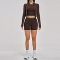 thumbnail image 1 of PISONIC Womens Workout Sets Color Block Long Sleeve Jacket with Tank Top and High Waisted Shorts Gym Athletic Sets, 1 of 7