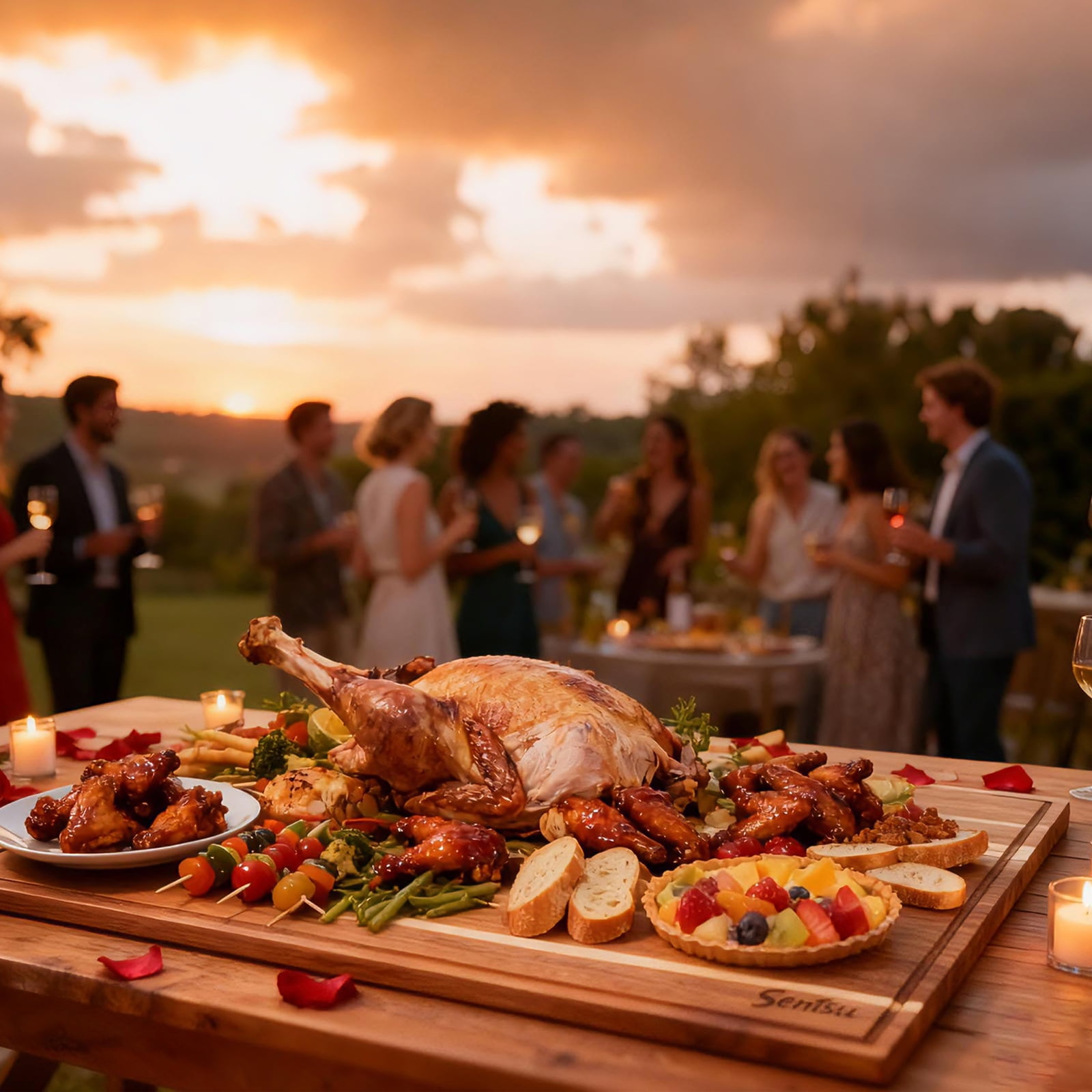 Sentsu 30x20 Acacia Wood Cutting Board, Extra Large Wooden Butcher Block for Kitchen Prep, BBQ and Charcuterie Serving