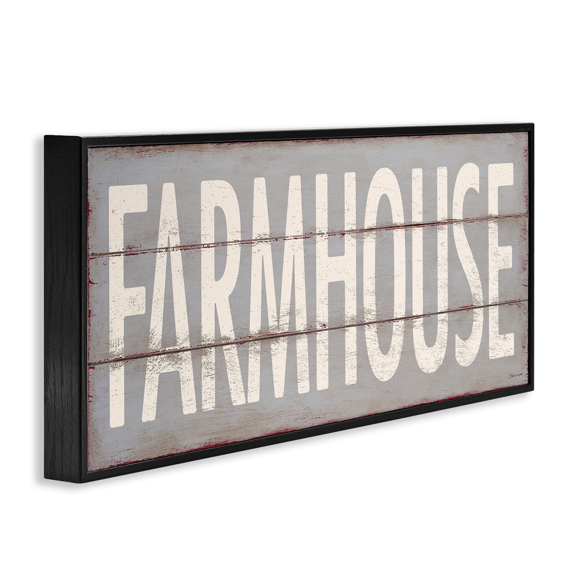 Stupell Industries Farmhouse Rustic Planked Design Typography Painting Black Framed Art Print Wall Art, 24 x 10