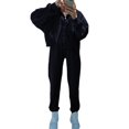 thumbnail image 2 of Conjunto de Chándal de 2 Piezas para Mujer, Sudadera de Larga con Cremallera y Pantalones de Chándal de Pierna , Conjuntos de Estar por Casa, Otoño Negro S, 2 of 7