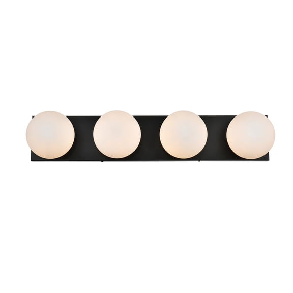 Living District Jaylin 4-Light Iron & Glass Bath Sconce in Black/Frosted White